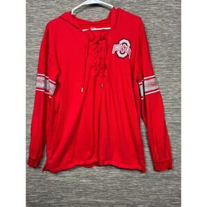 Ohio State Buckeyes Shirt Womens XL Red NCAA Football ProEdge Lace Up Hoodie